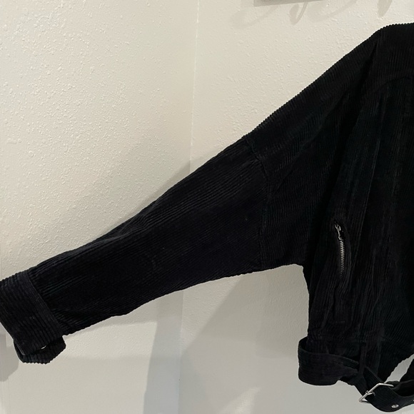 Free People Corduroy Jacket Moto Black Boho Oversized Grunge Biker - Picture 4 of 9
